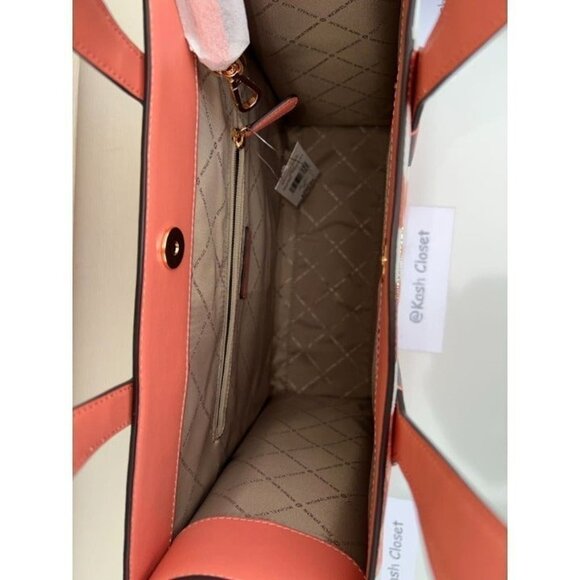 Michael Kors Kenly Tote Large MK Signature Purse Bag Sherbert Multi - Picture 10 of 12